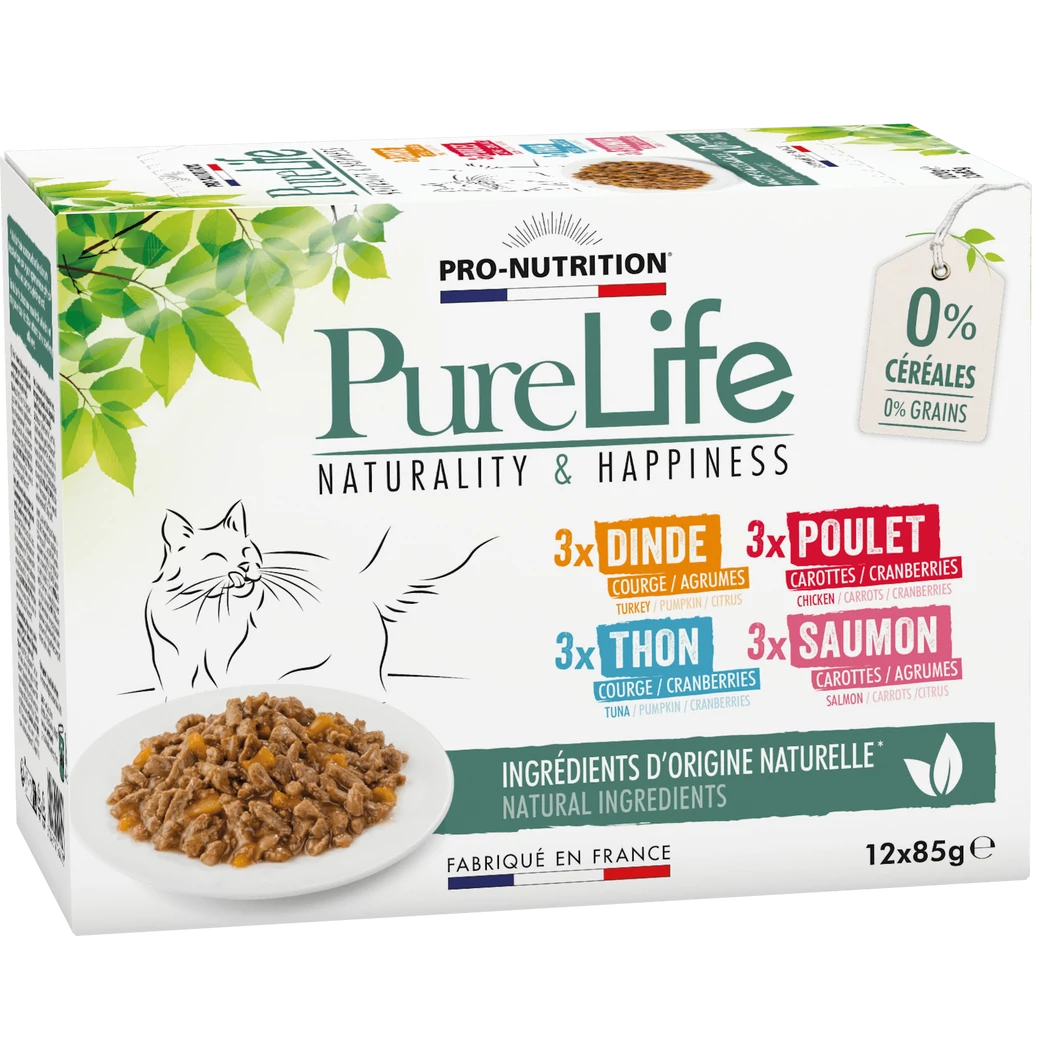 PureLife Cat Wet Multi nedves eledel (12 x 85g, vegyes ízben)