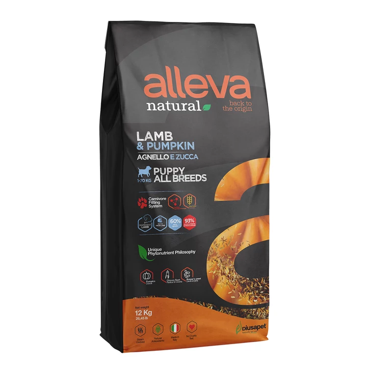 Alleva Natural Lamb & Pumpkin Puppy (12kg, báránnyal és sütőtökkel)