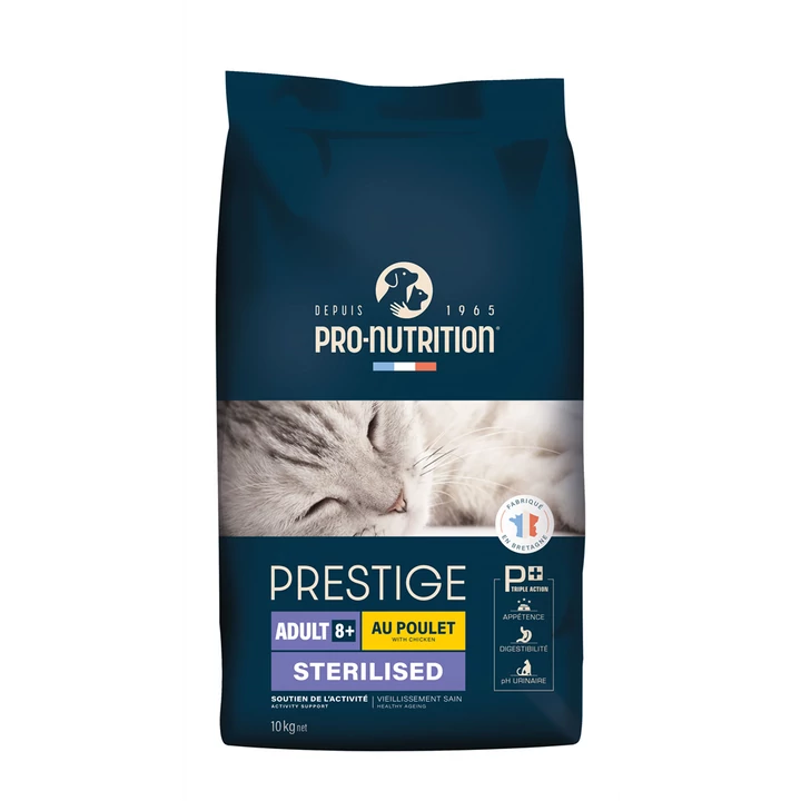 Pro-Nutrition Prestige Cat Adult 8+ Sterilized (10kg, csirkével és sertéssel) 