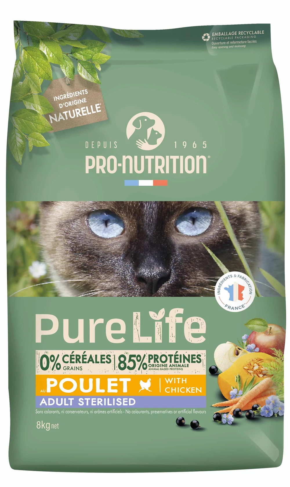 Pro-Nutrition PureLife Cat Adult Sterilised Chicken 8kg (csirkével)